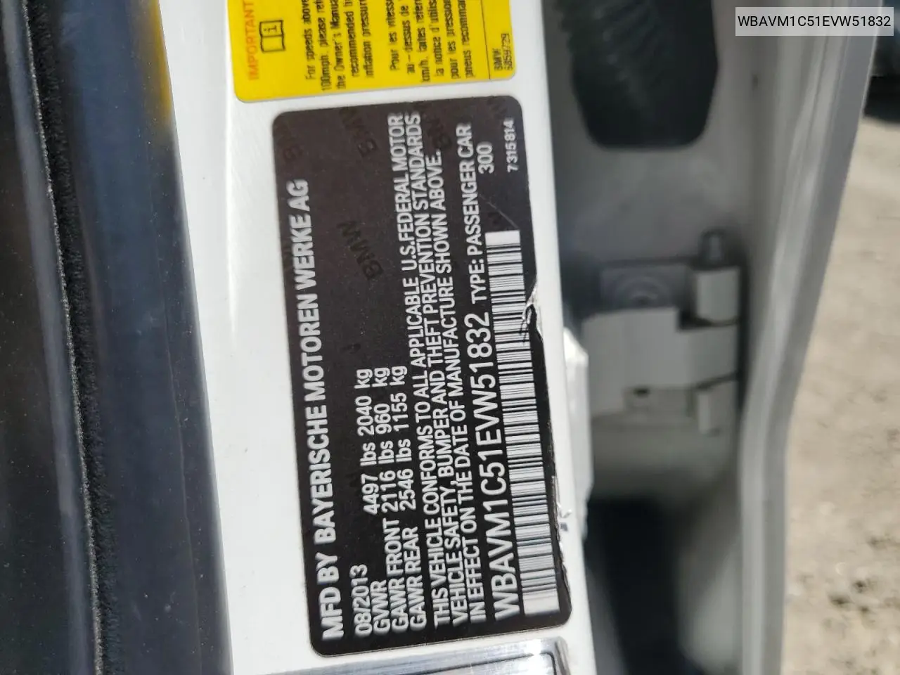 2014 BMW X1 Sdrive28I VIN: WBAVM1C51EVW51832 Lot: 60153925