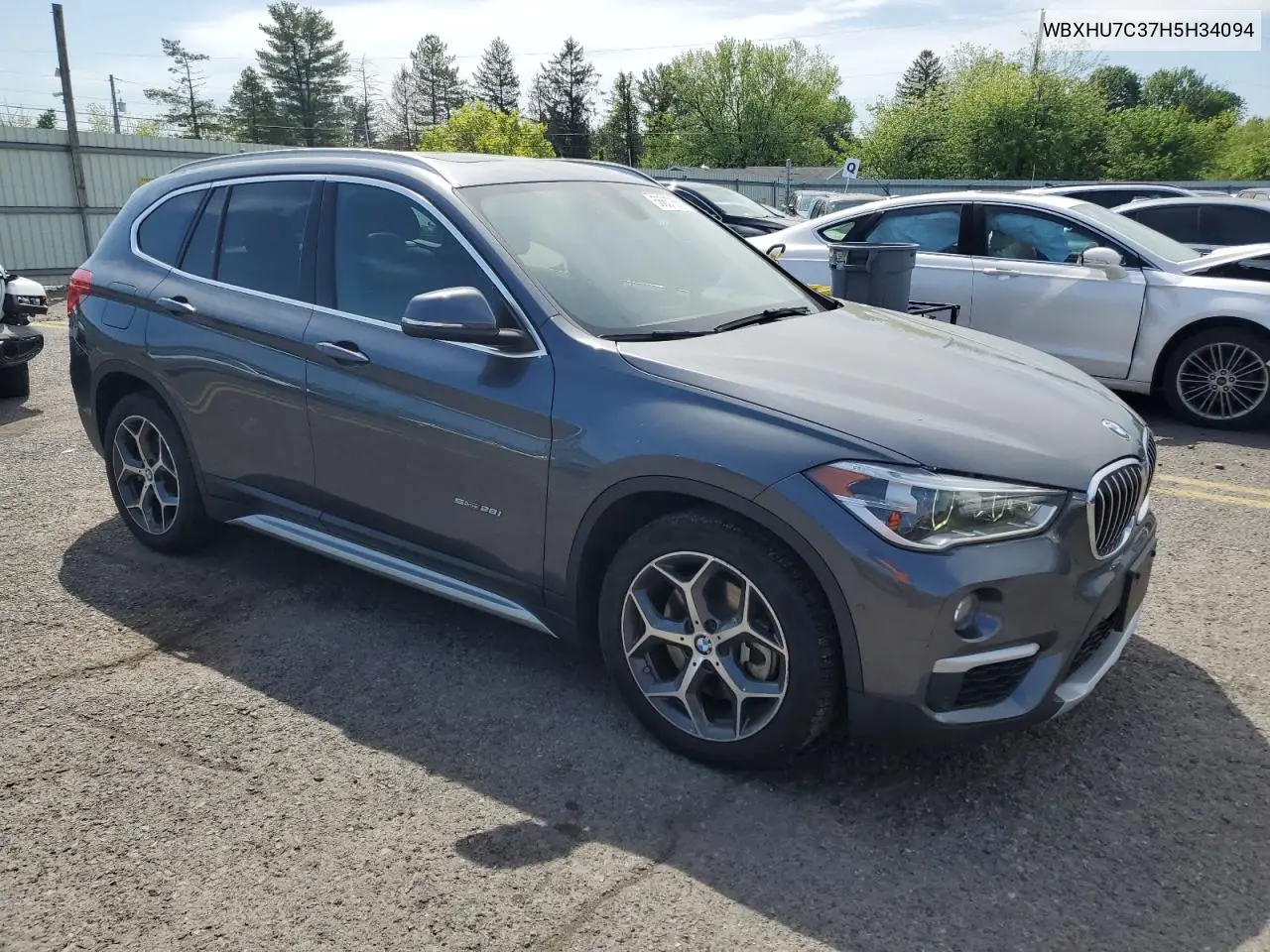 2017 BMW X1 Sdrive28I VIN: WBXHU7C37H5H34094 Lot: 56637655