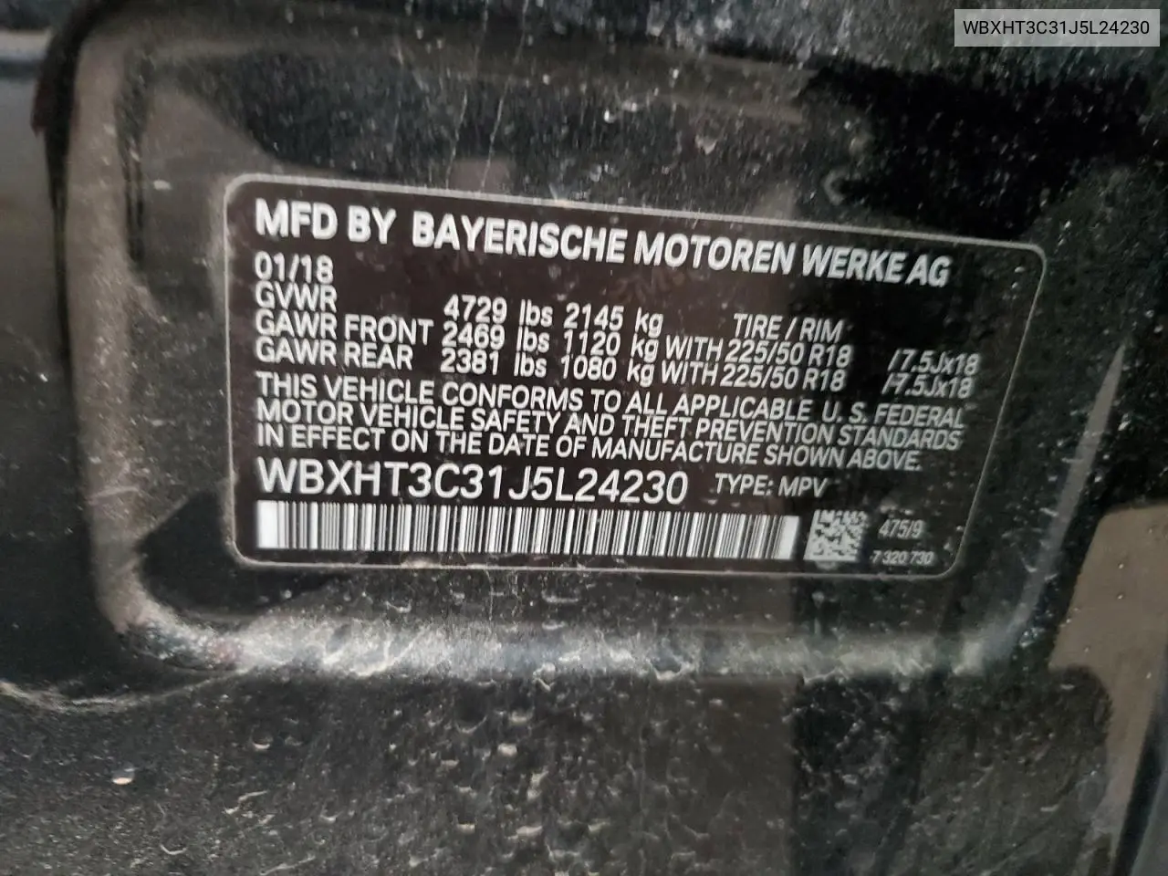 2018 BMW X1 xDrive28I VIN: WBXHT3C31J5L24230 Lot: 56665305