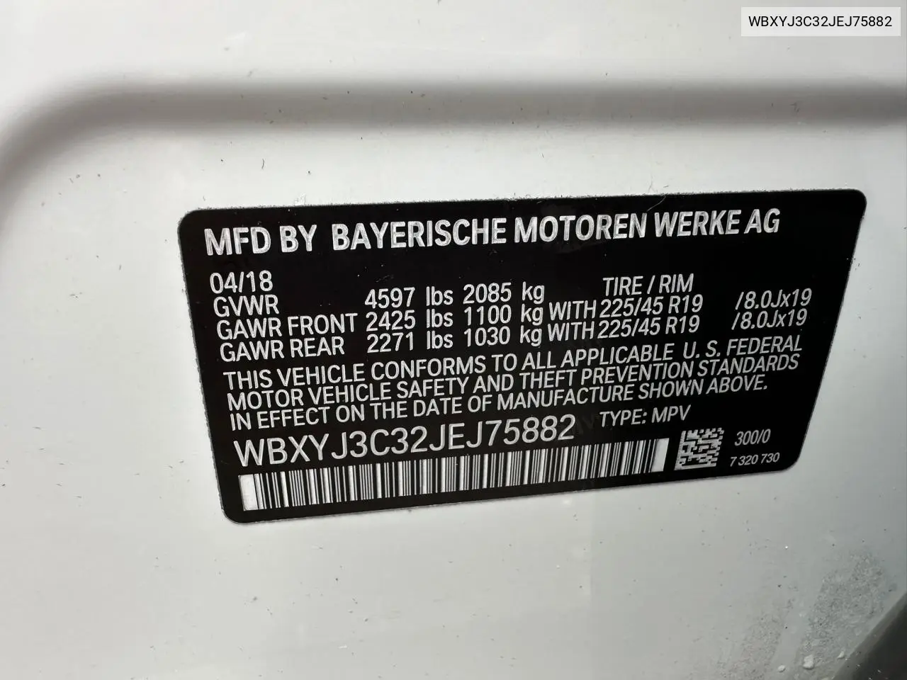 2018 BMW X2 Sdrive28I VIN: WBXYJ3C32JEJ75882 Lot: 56330835