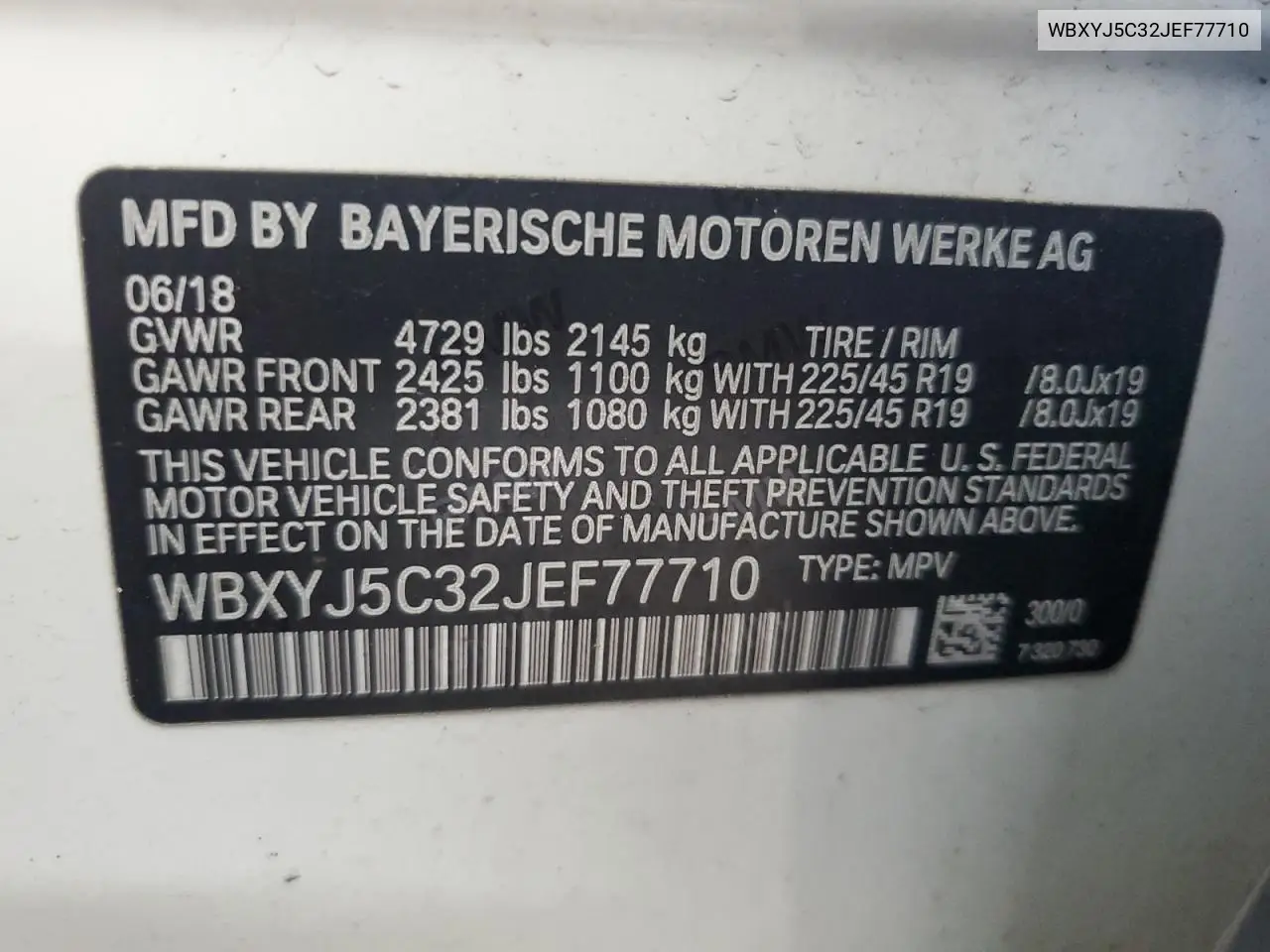 2018 BMW X2 xDrive28I VIN: WBXYJ5C32JEF77710 Lot: 63514535