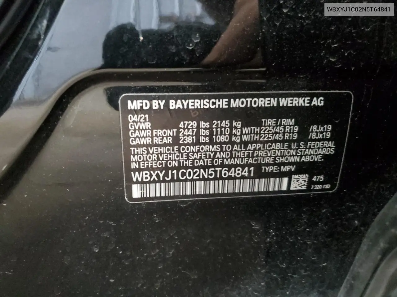 2022 BMW X2 xDrive28I VIN: WBXYJ1C02N5T64841 Lot: 61378285