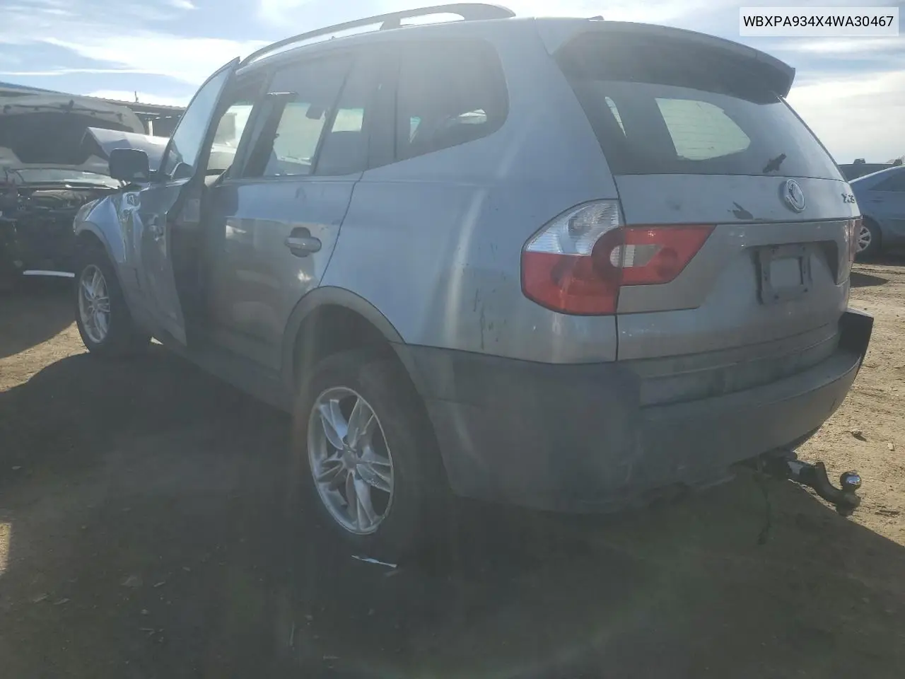 2004 BMW X3 3.0I VIN: WBXPA934X4WA30467 Lot: 46443155