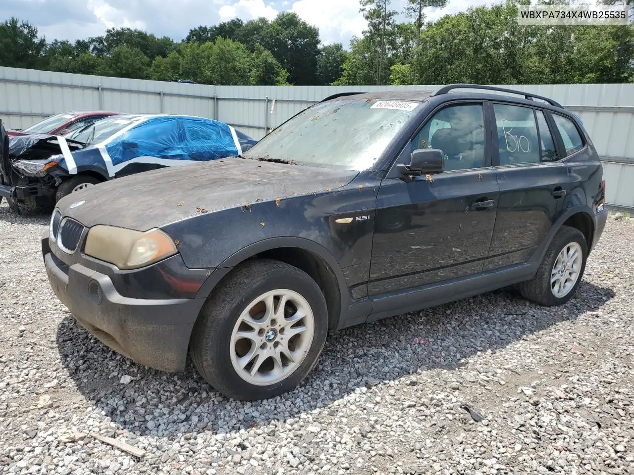 2004 BMW X3 2.5I VIN: WBXPA734X4WB25535 Lot: 62646605