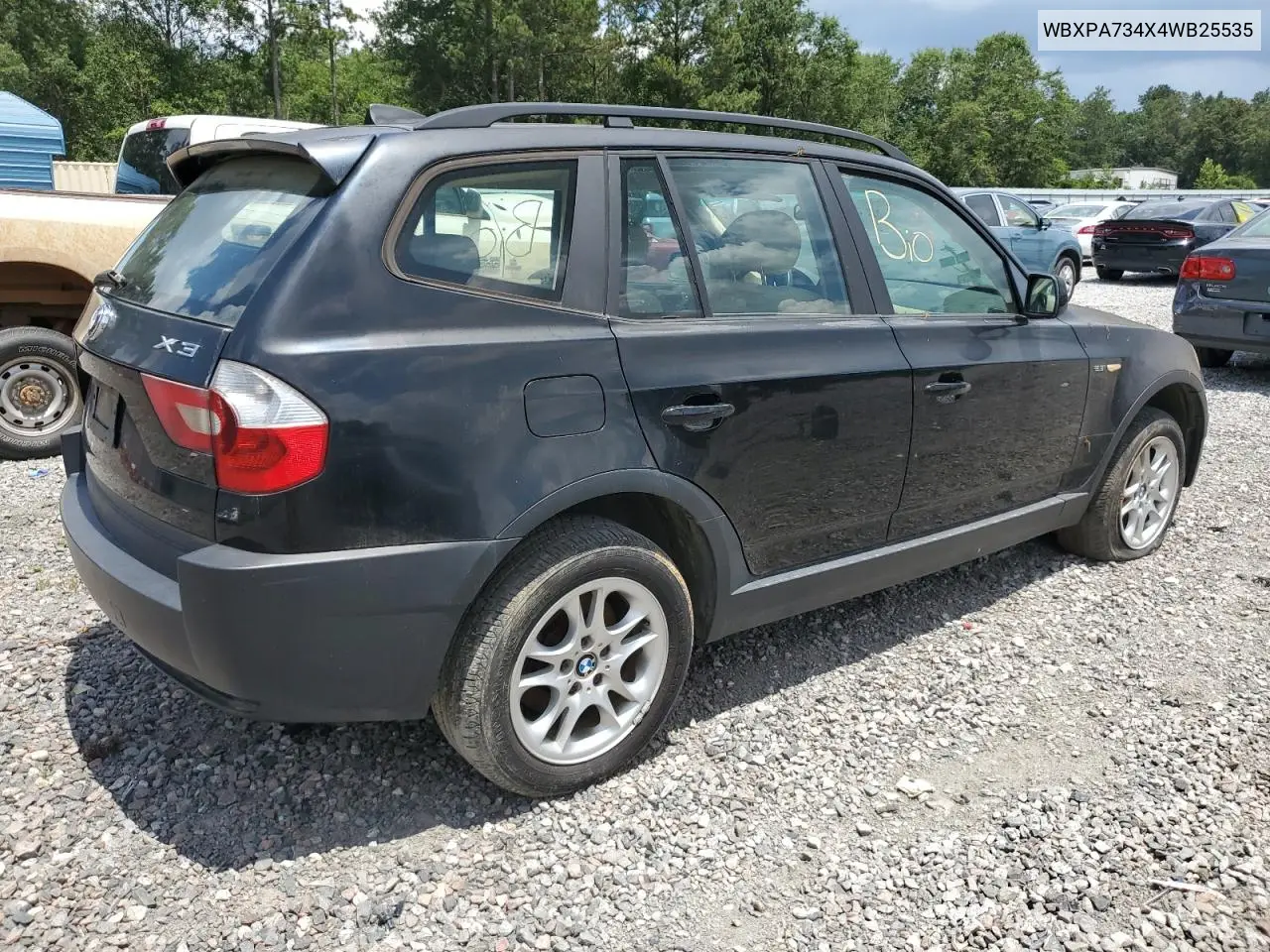 2004 BMW X3 2.5I VIN: WBXPA734X4WB25535 Lot: 62646605