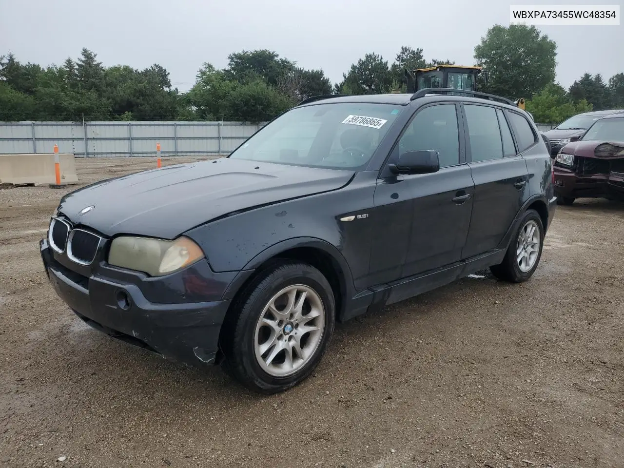2005 BMW X3 2.5I VIN: WBXPA73455WC48354 Lot: 59786865