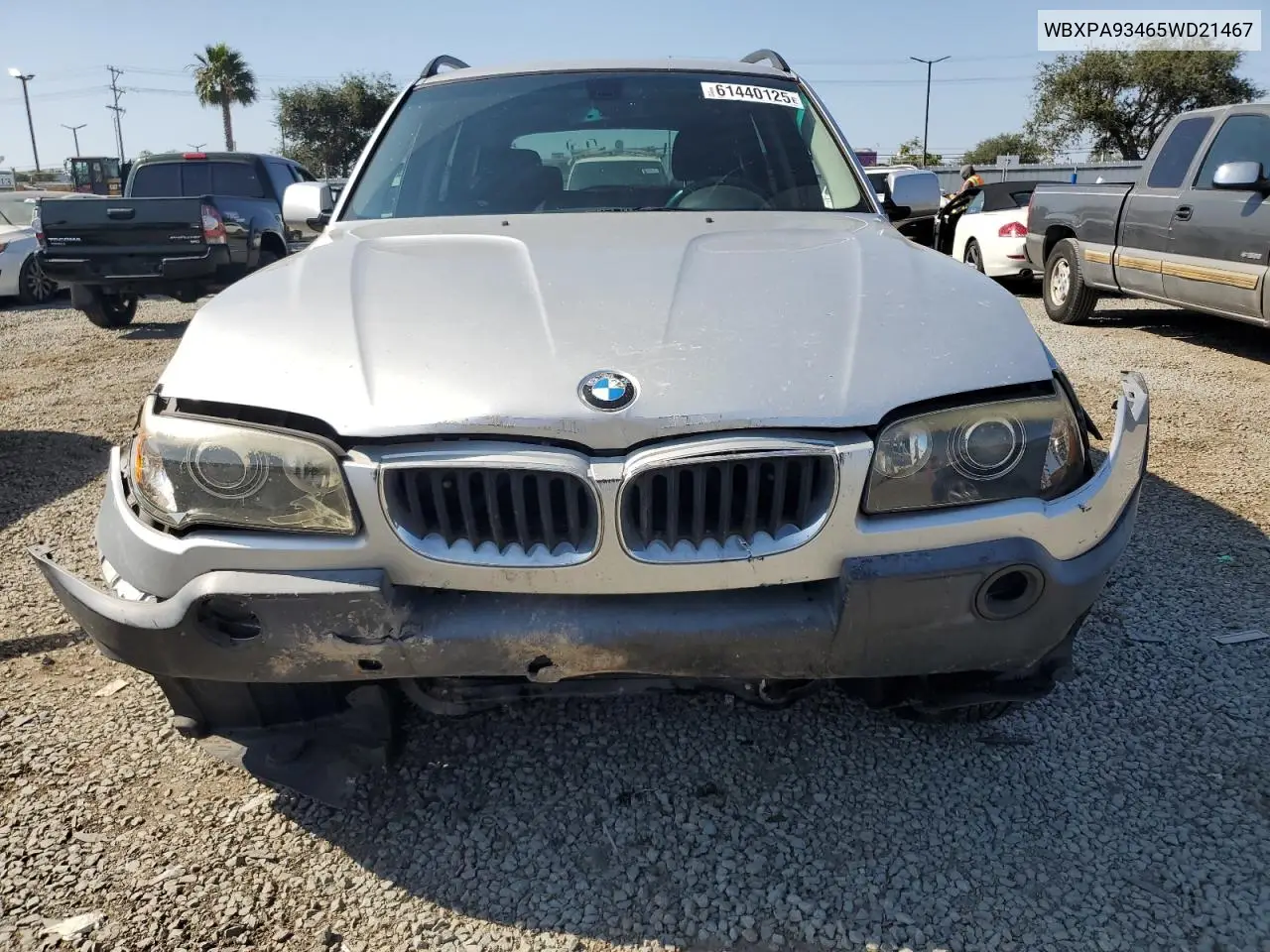 2005 BMW X3 3.0I VIN: WBXPA93465WD21467 Lot: 61440125