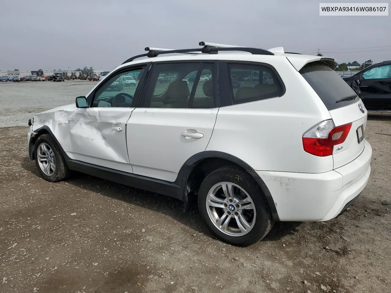 2006 BMW X3 3.0I VIN: WBXPA93416WG86107 Lot: 62865425