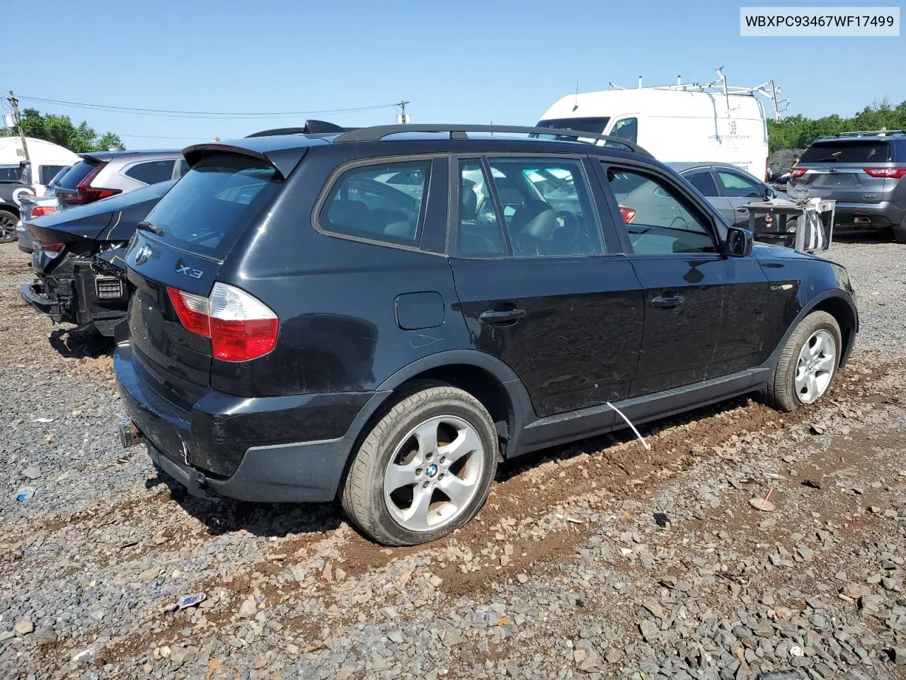 2007 BMW X3 3.0Si VIN: WBXPC93467WF17499 Lot: 61567555