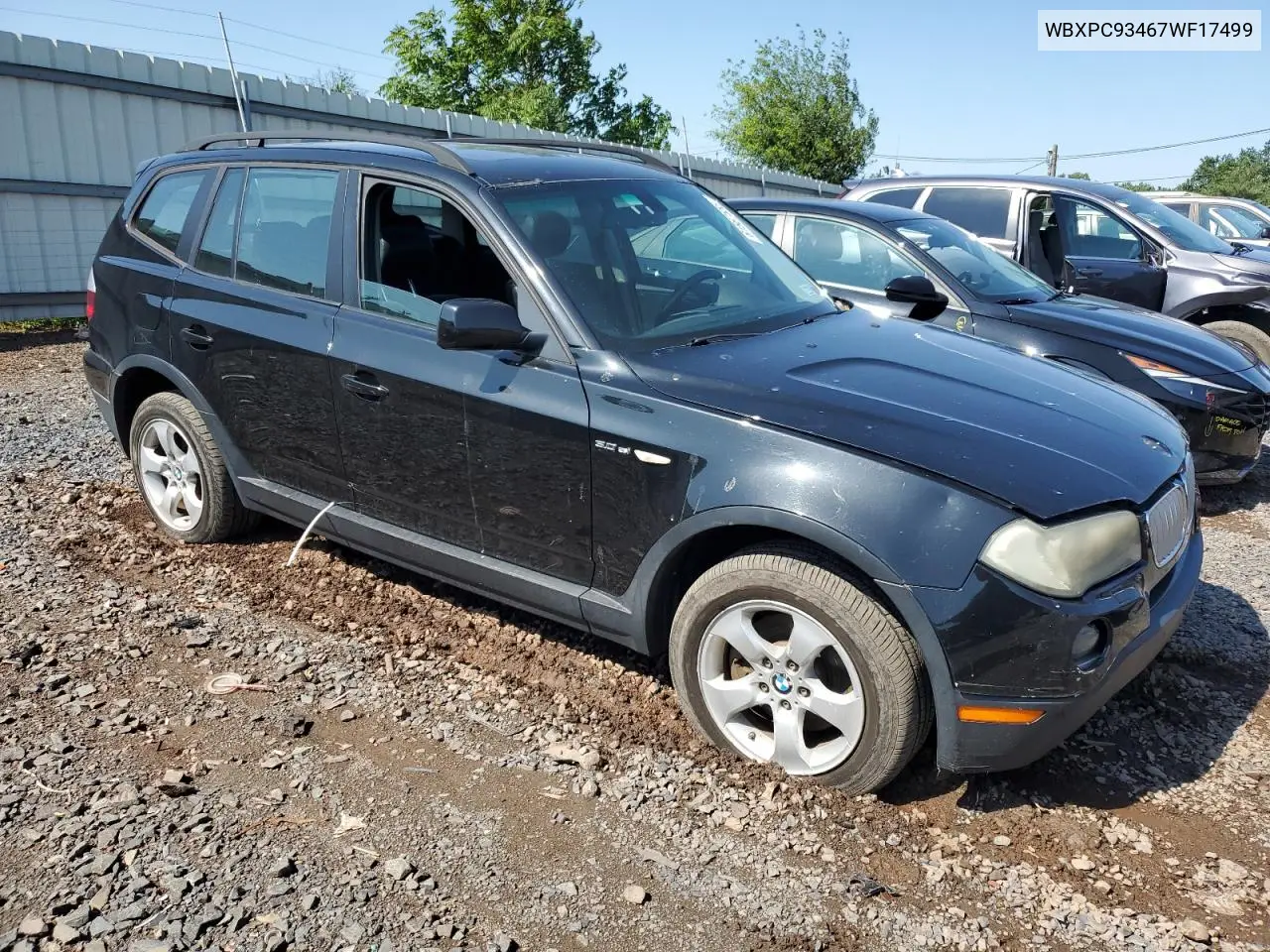 2007 BMW X3 3.0Si VIN: WBXPC93467WF17499 Lot: 61567555