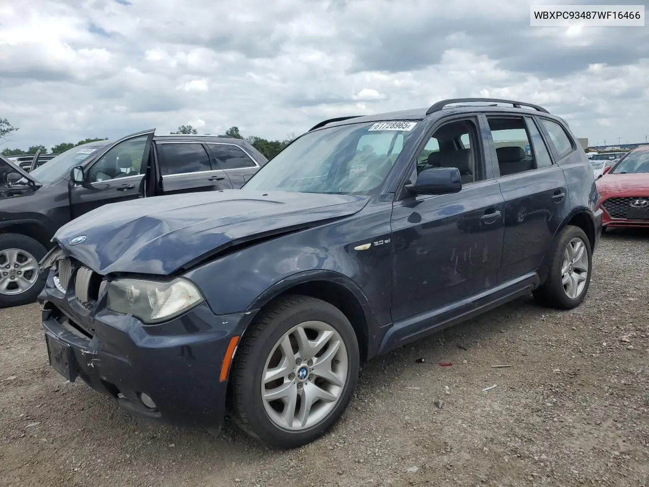 2007 BMW X3 3.0Si VIN: WBXPC93487WF16466 Lot: 61728965
