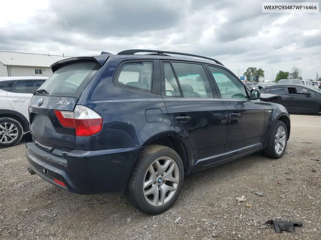2007 BMW X3 3.0Si VIN: WBXPC93487WF16466 Lot: 61728965