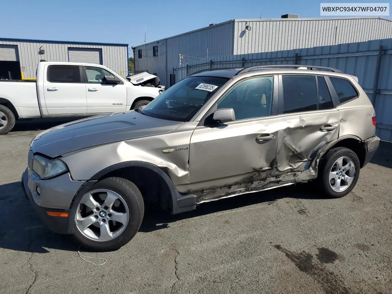 2007 BMW X3 3.0Si VIN: WBXPC934X7WF04707 Lot: 62899235