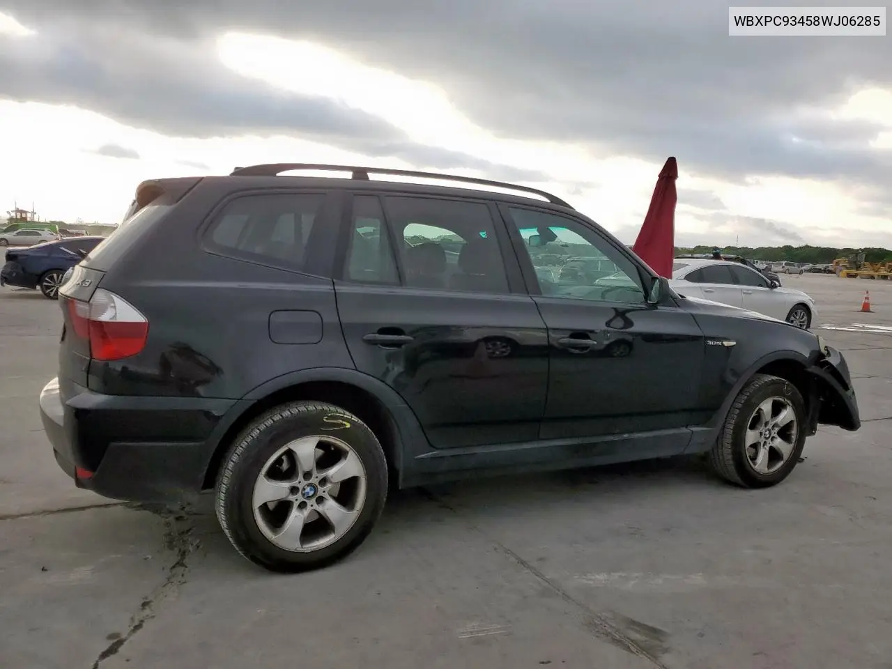 2008 BMW X3 3.0Si VIN: WBXPC93458WJ06285 Lot: 52966265