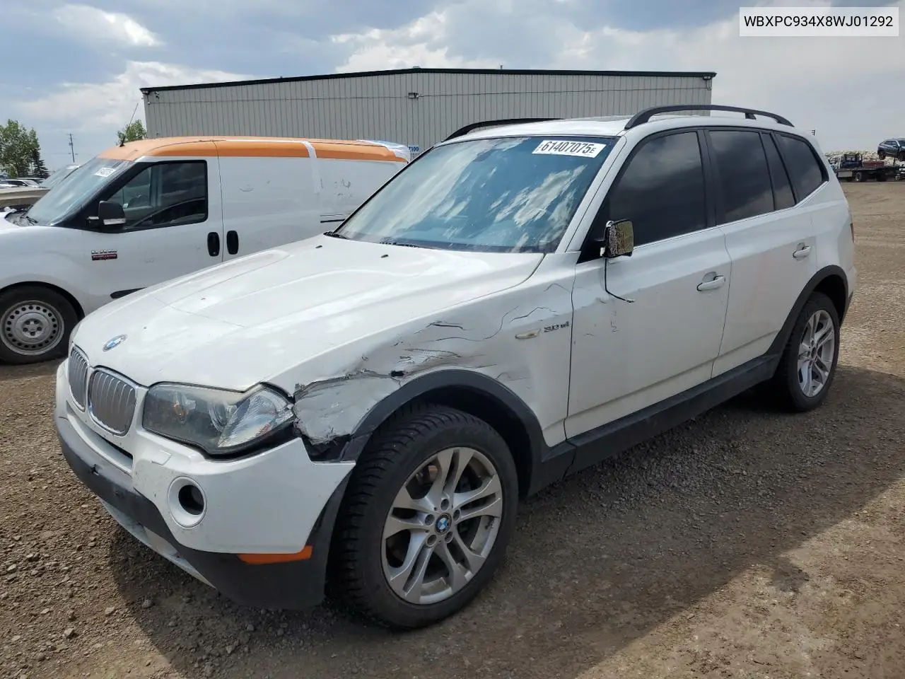 2008 BMW X3 3.0Si VIN: WBXPC934X8WJ01292 Lot: 61407075