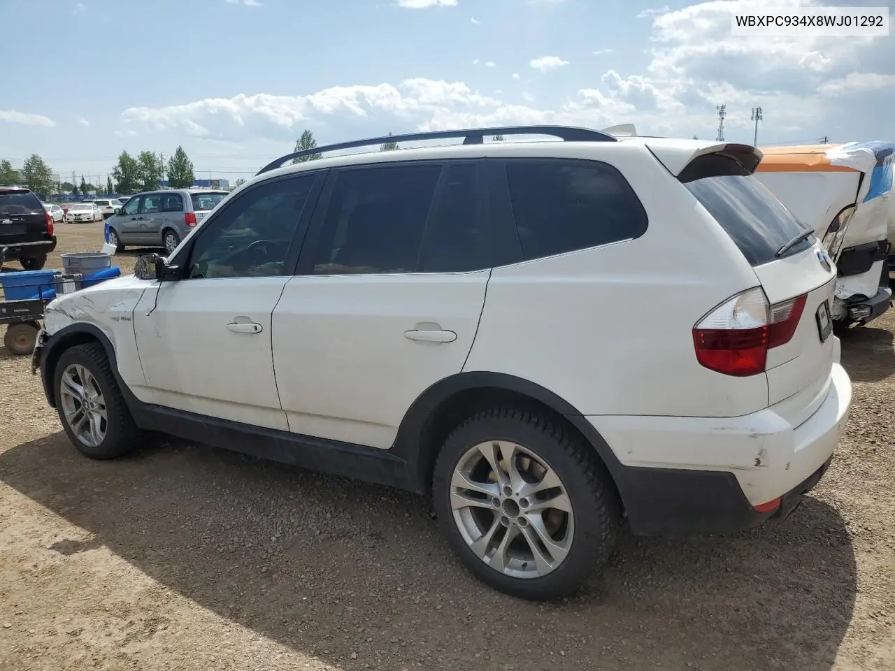 2008 BMW X3 3.0Si VIN: WBXPC934X8WJ01292 Lot: 61407075
