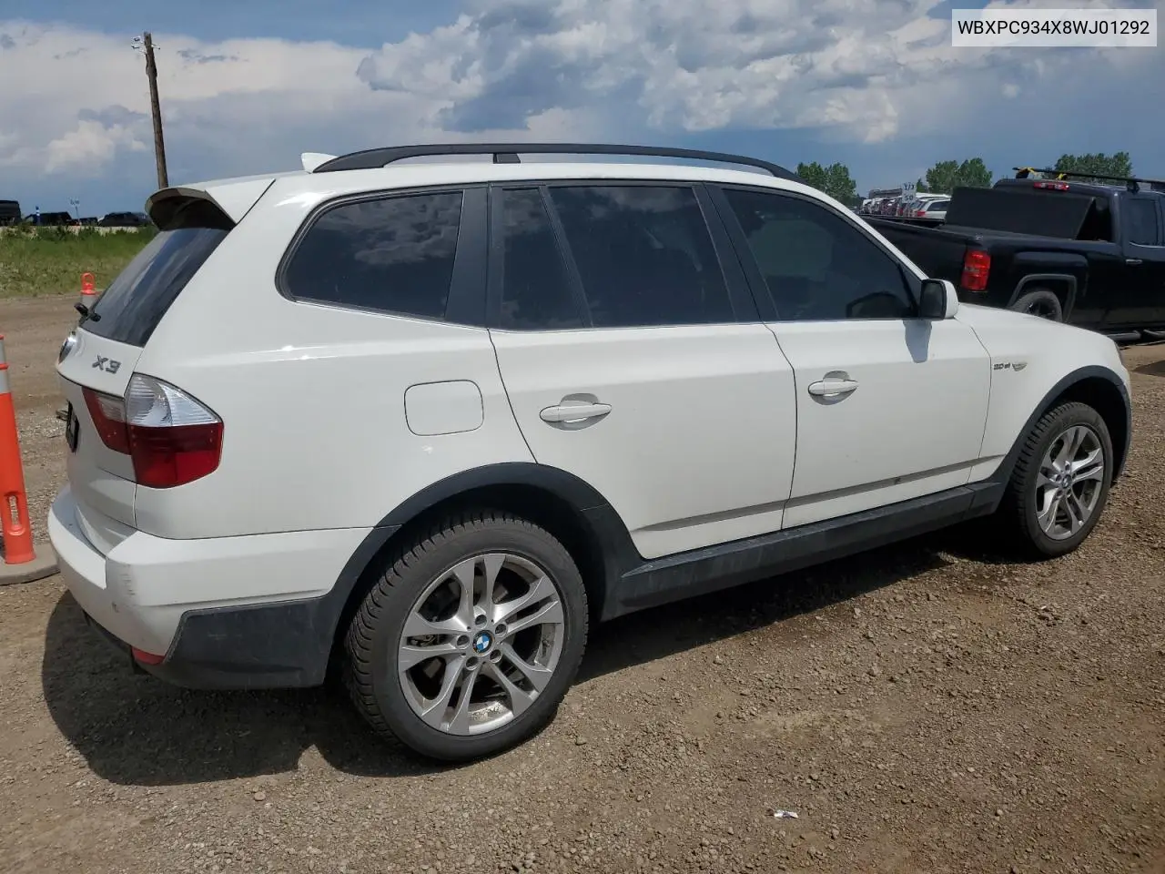 2008 BMW X3 3.0Si VIN: WBXPC934X8WJ01292 Lot: 61407075