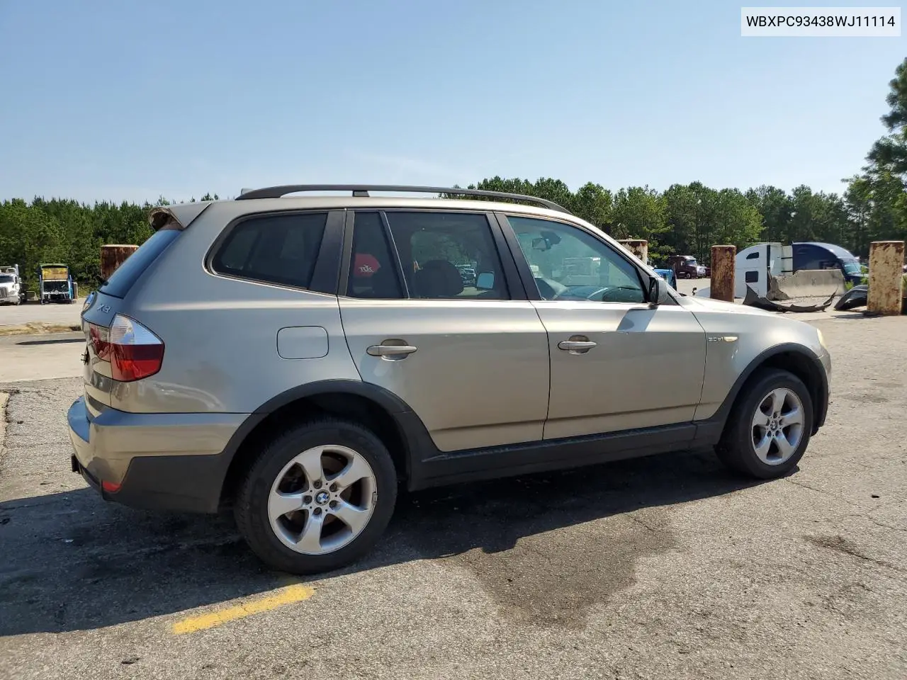 2008 BMW X3 3.0Si VIN: WBXPC93438WJ11114 Lot: 61944175