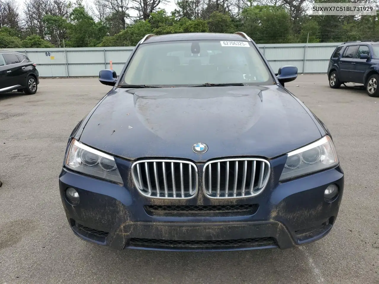 2011 BMW X3 xDrive35I VIN: 5UXWX7C51BL731929 Lot: 62706325