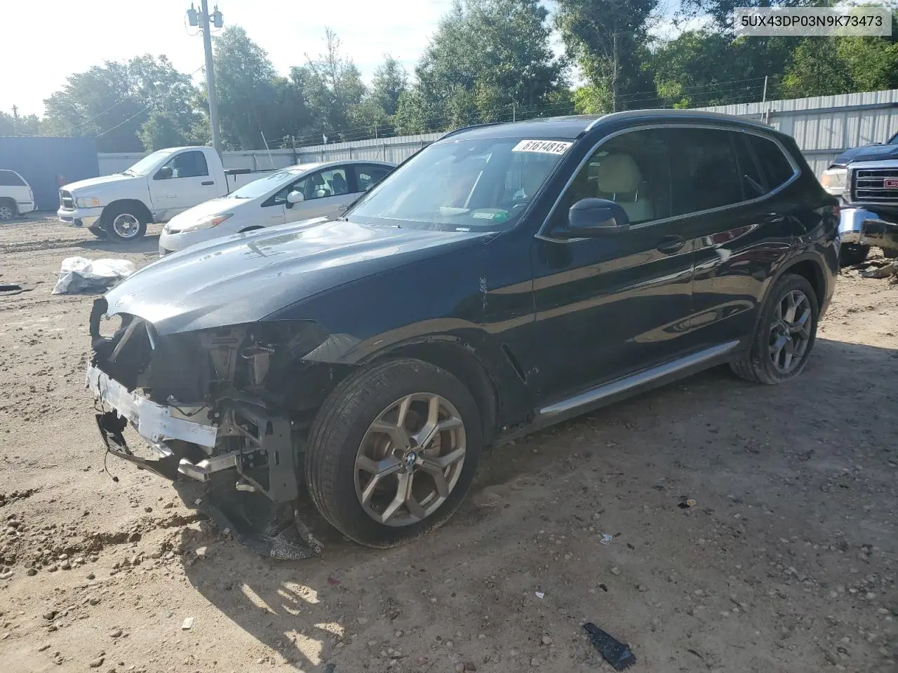 2022 BMW X3 Sdrive30I VIN: 5UX43DP03N9K73473 Lot: 61614815