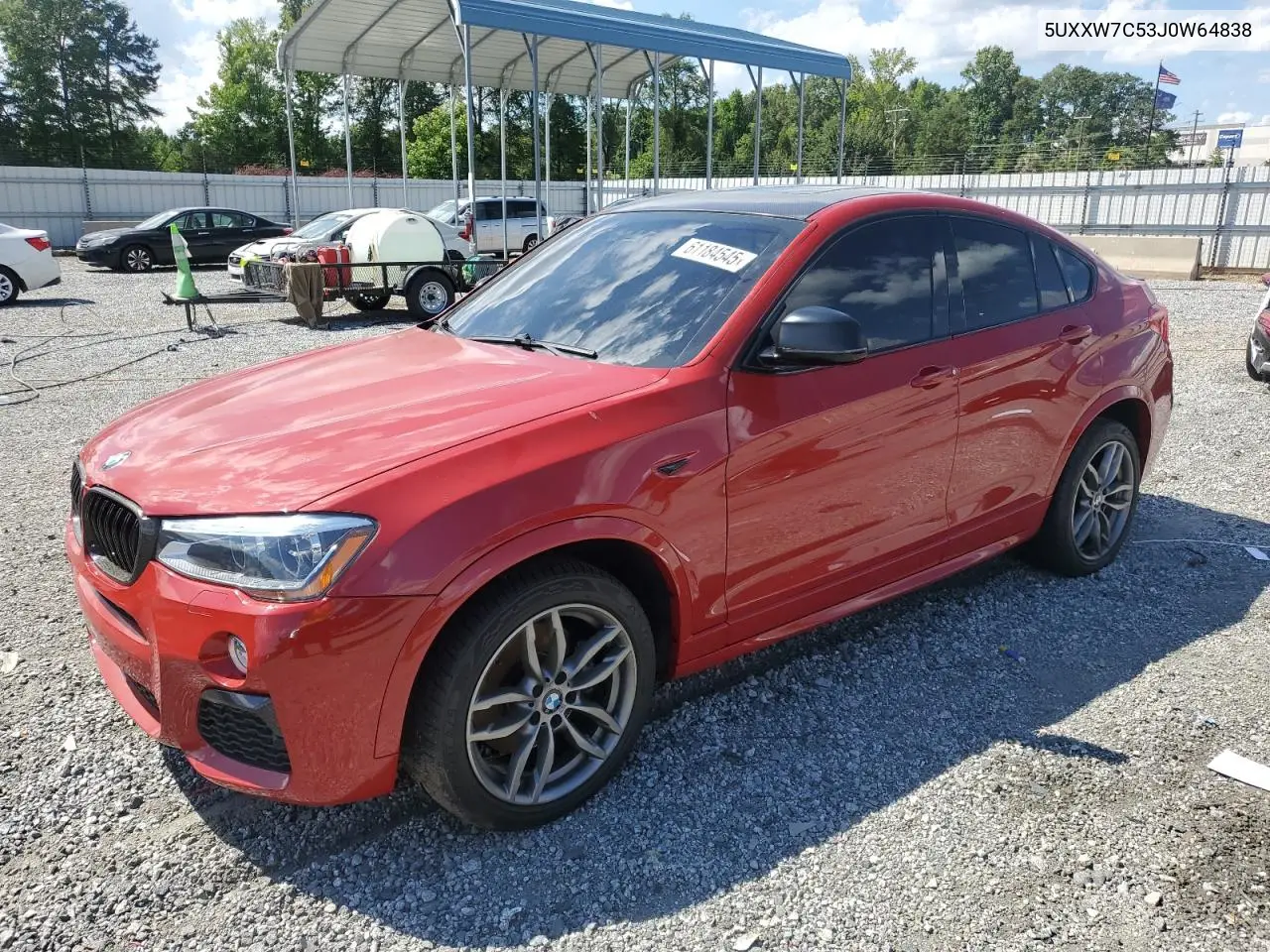 2018 BMW X4 xDrivem40I VIN: 5UXXW7C53J0W64838 Lot: 61184545