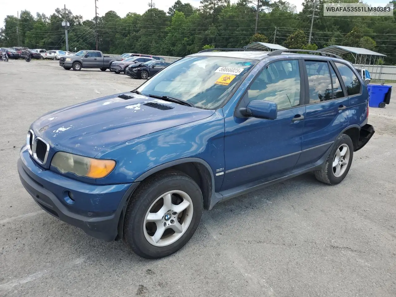 2001 BMW X5 3.0I VIN: WBAFA53551LM80383 Lot: 59866025