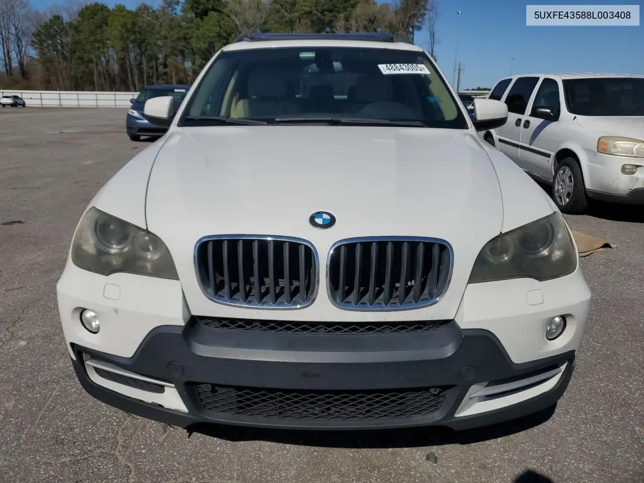 2008 BMW X5 3.0I VIN: 5UXFE43588L003408 Lot: 48843005