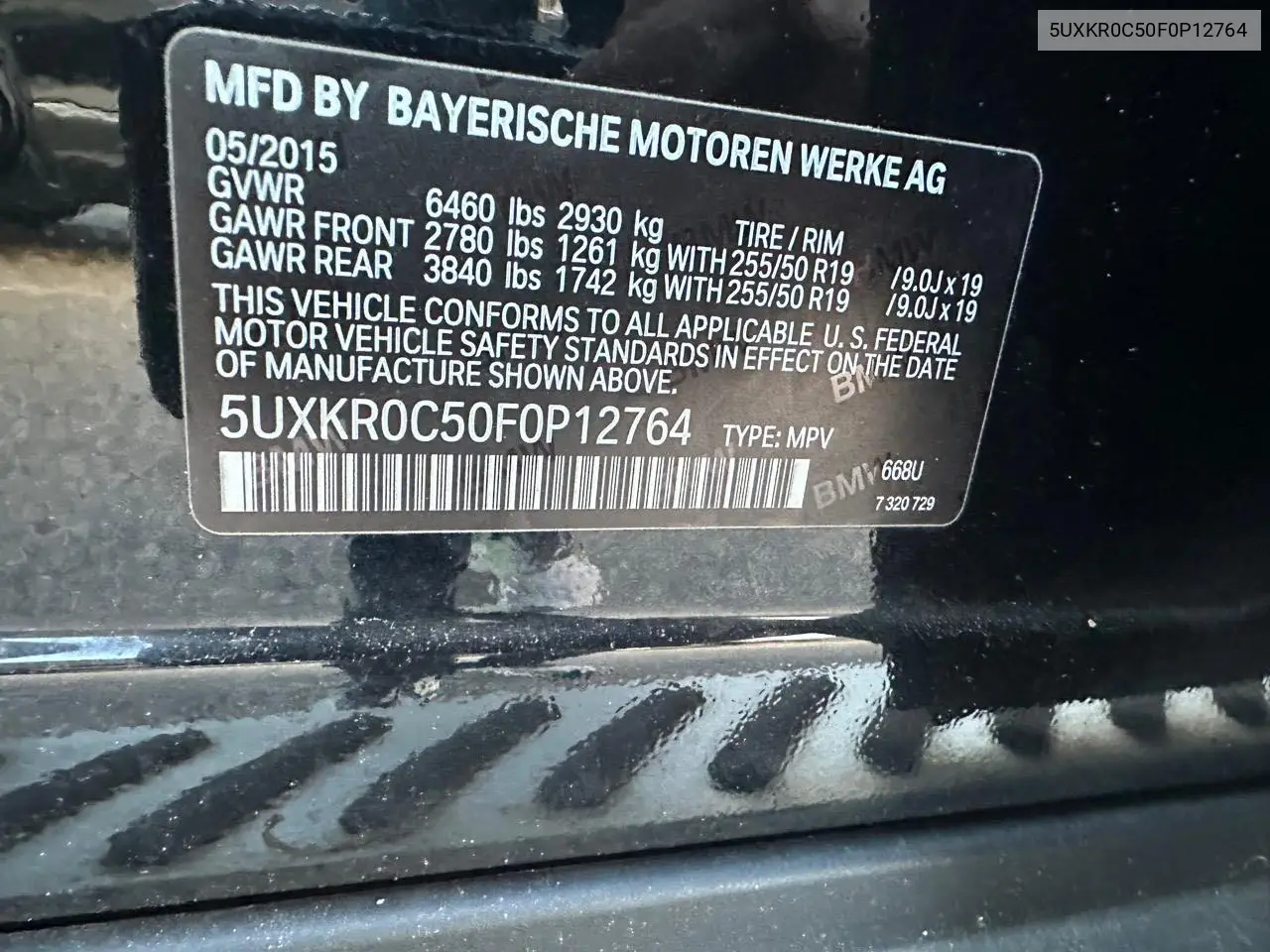 2015 BMW X5 xDrive35I VIN: 5UXKR0C50F0P12764 Lot: 63115125