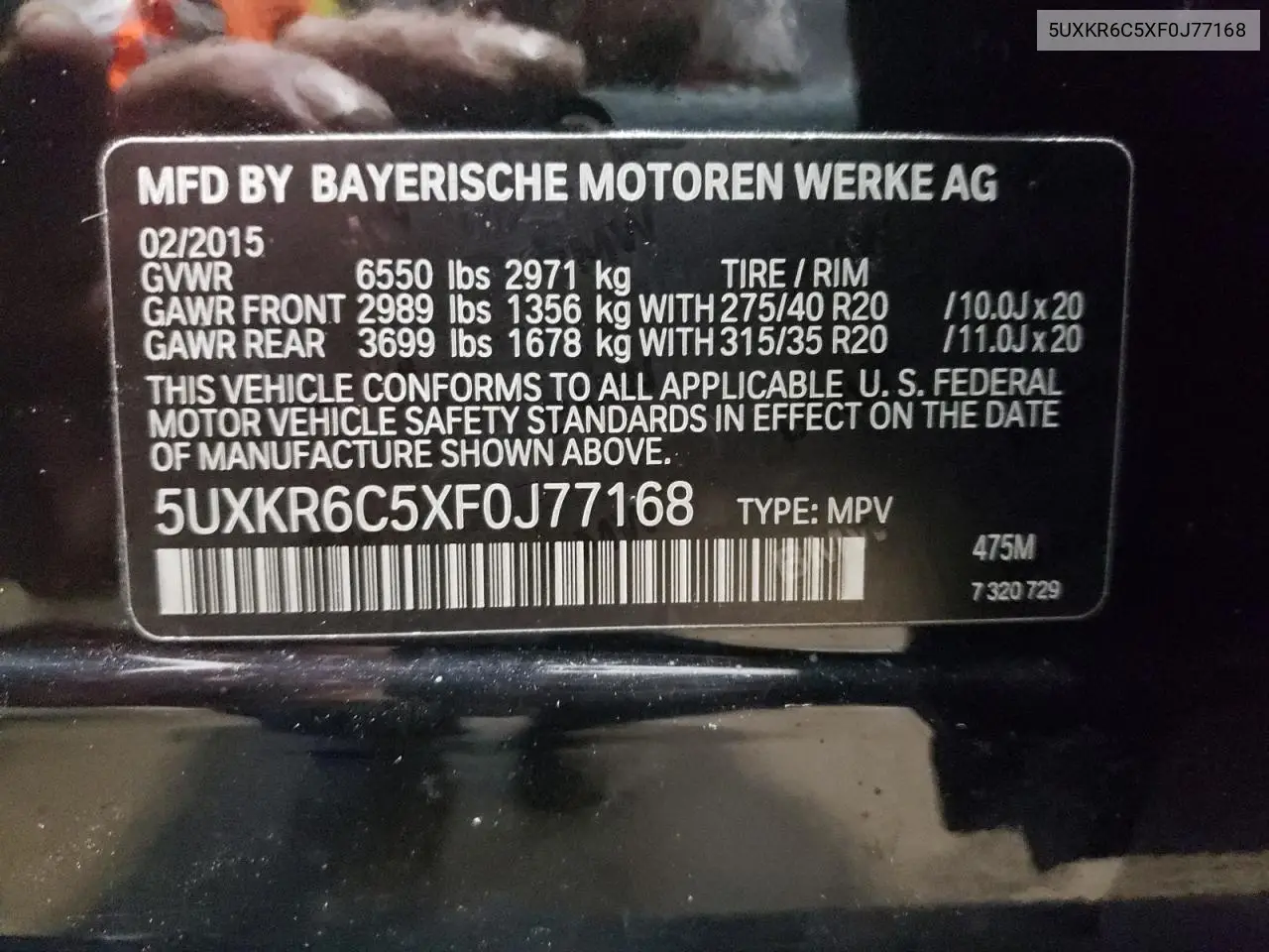 2015 BMW X5 xDrive50I VIN: 5UXKR6C5XF0J77168 Lot: 63445745
