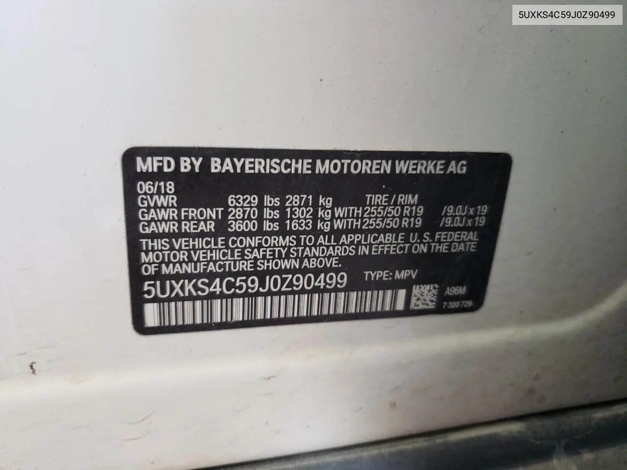 2018 BMW X5 xDrive35D VIN: 5UXKS4C59J0Z90499 Lot: 63299975
