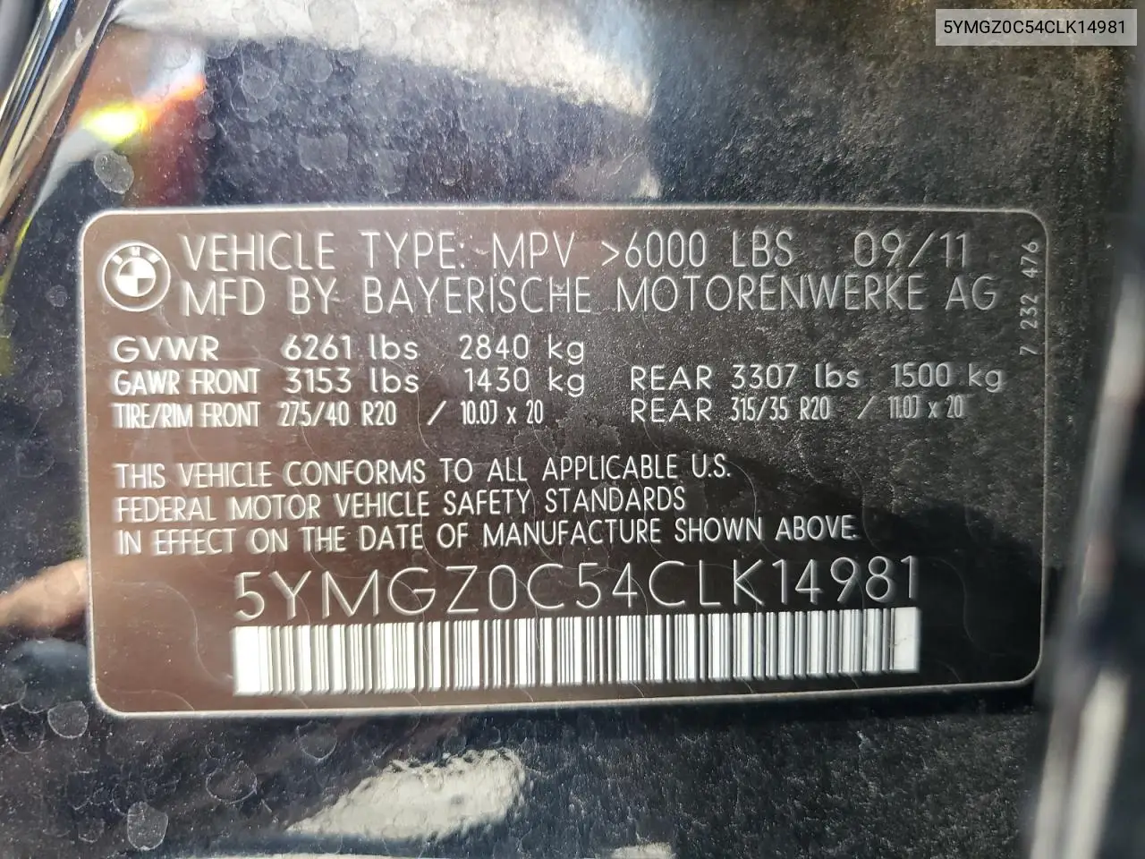 2012 BMW X6 M VIN: 5YMGZ0C54CLK14981 Lot: 56759105
