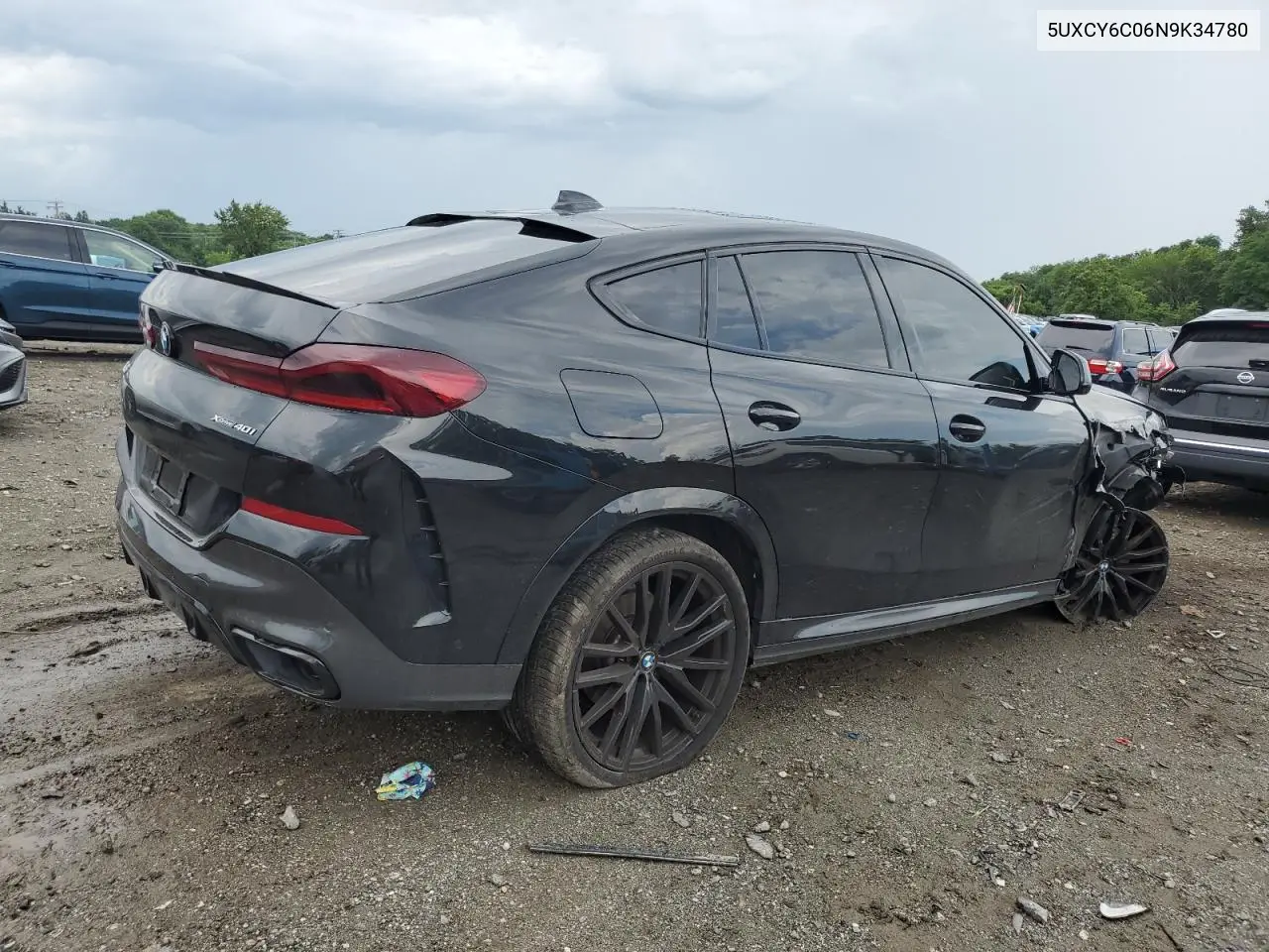 2022 BMW X6 xDrive40I VIN: 5UXCY6C06N9K34780 Lot: 64225785