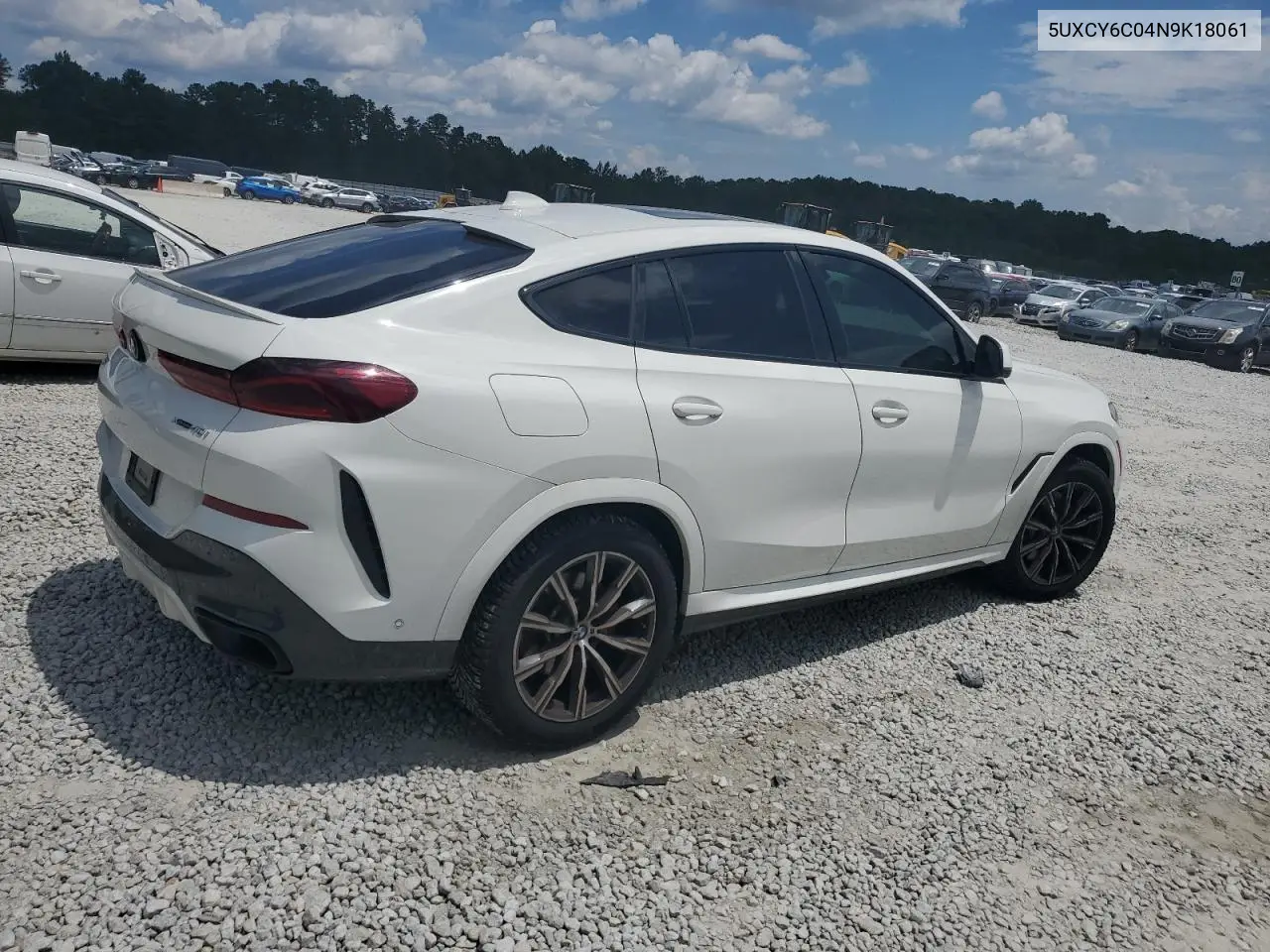 2022 BMW X6 xDrive40I VIN: 5UXCY6C04N9K18061 Lot: 64373235