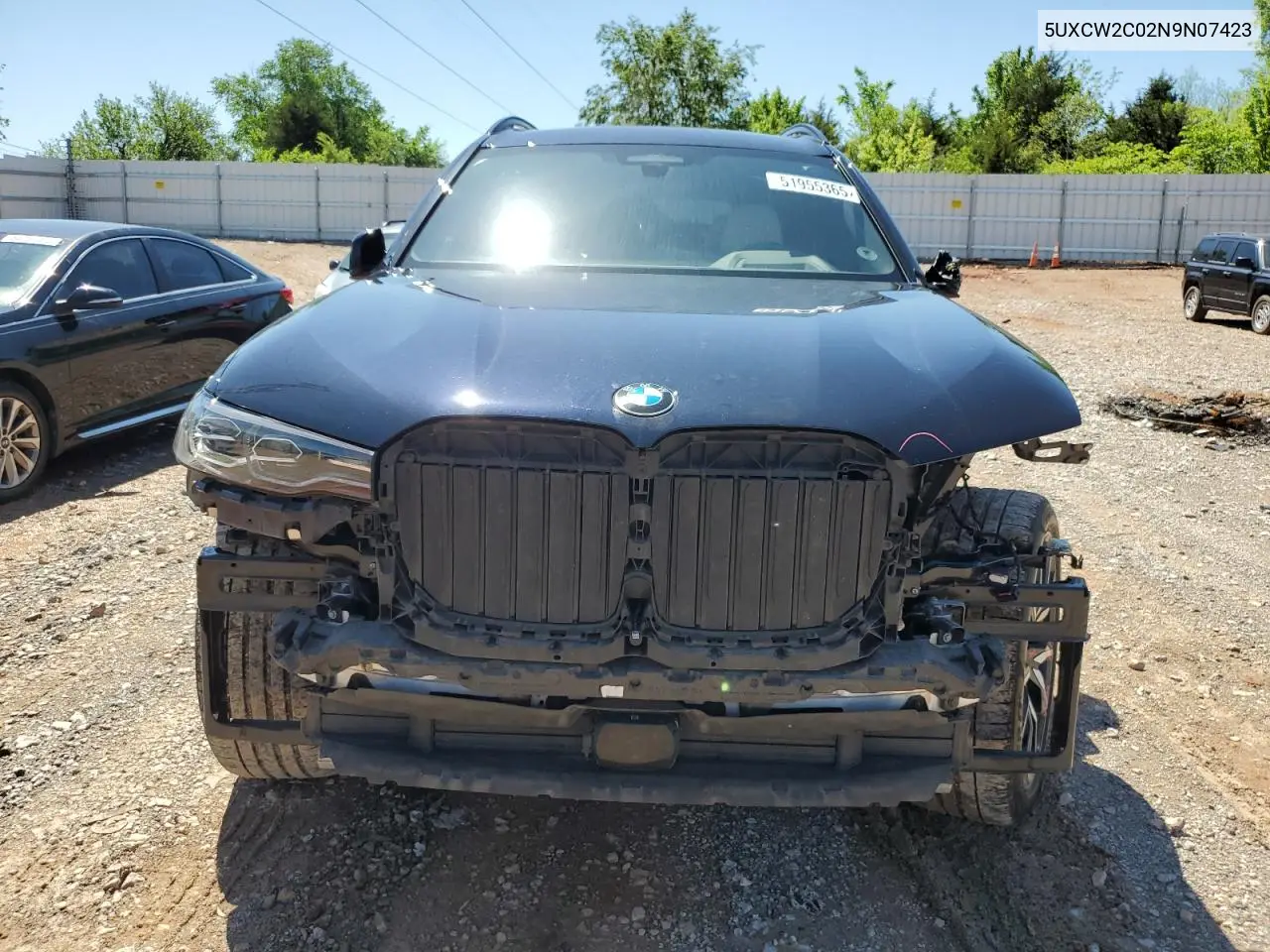 2022 BMW X7 xDrive40I VIN: 5UXCW2C02N9N07423 Lot: 51955365