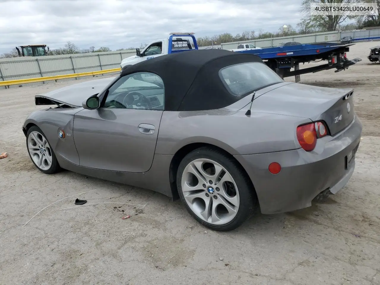 2003 BMW Z4 3.0 VIN: 4USBT53423LU00649 Lot: 50996445