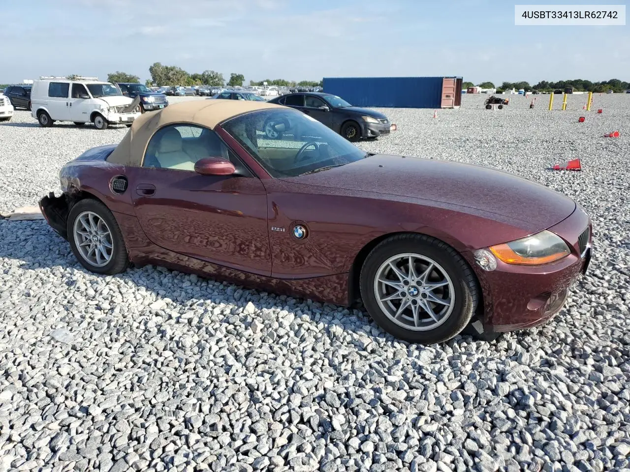 2003 BMW Z4 2.5 VIN: 4USBT33413LR62742 Lot: 55074885