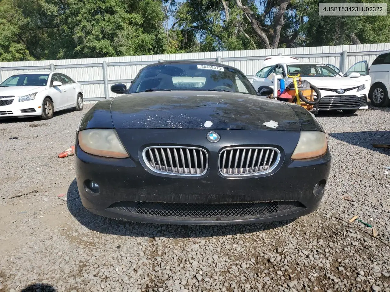 2003 BMW Z4 3.0 VIN: 4USBT53423LU02322 Lot: 55458375