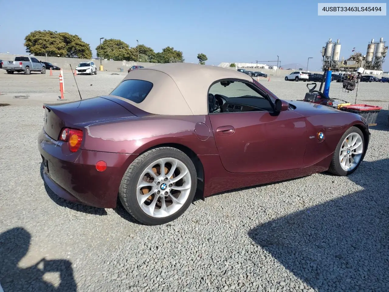 2003 BMW Z4 2.5 VIN: 4USBT33463LS45494 Lot: 62529525