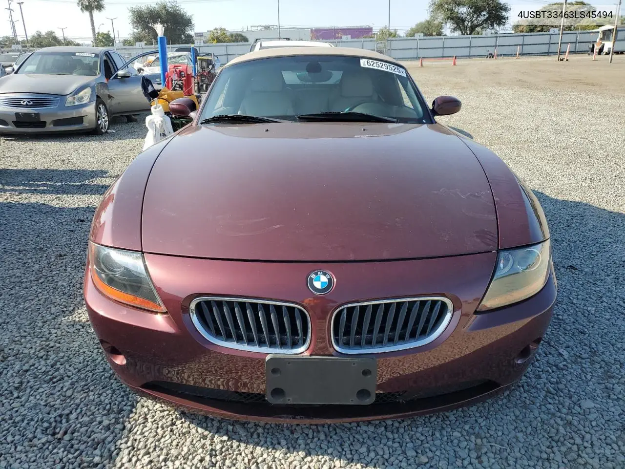 2003 BMW Z4 2.5 VIN: 4USBT33463LS45494 Lot: 62529525
