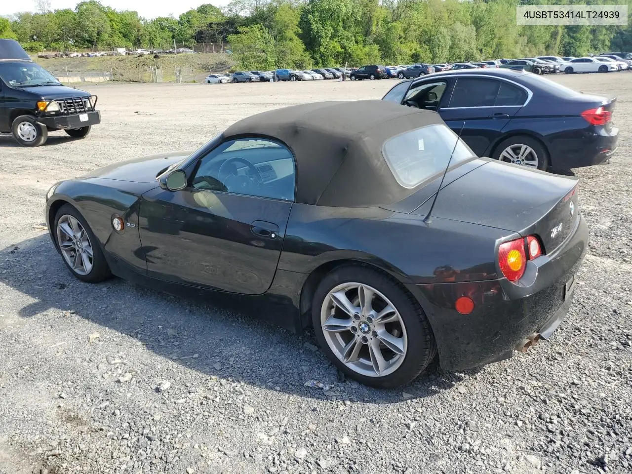 2004 BMW Z4 3.0 VIN: 4USBT53414LT24939 Lot: 56138965