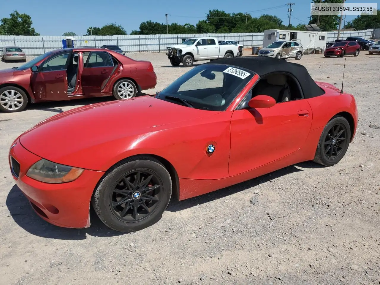 2004 BMW Z4 2.5 VIN: 4USBT33594LS53258 Lot: 61260985