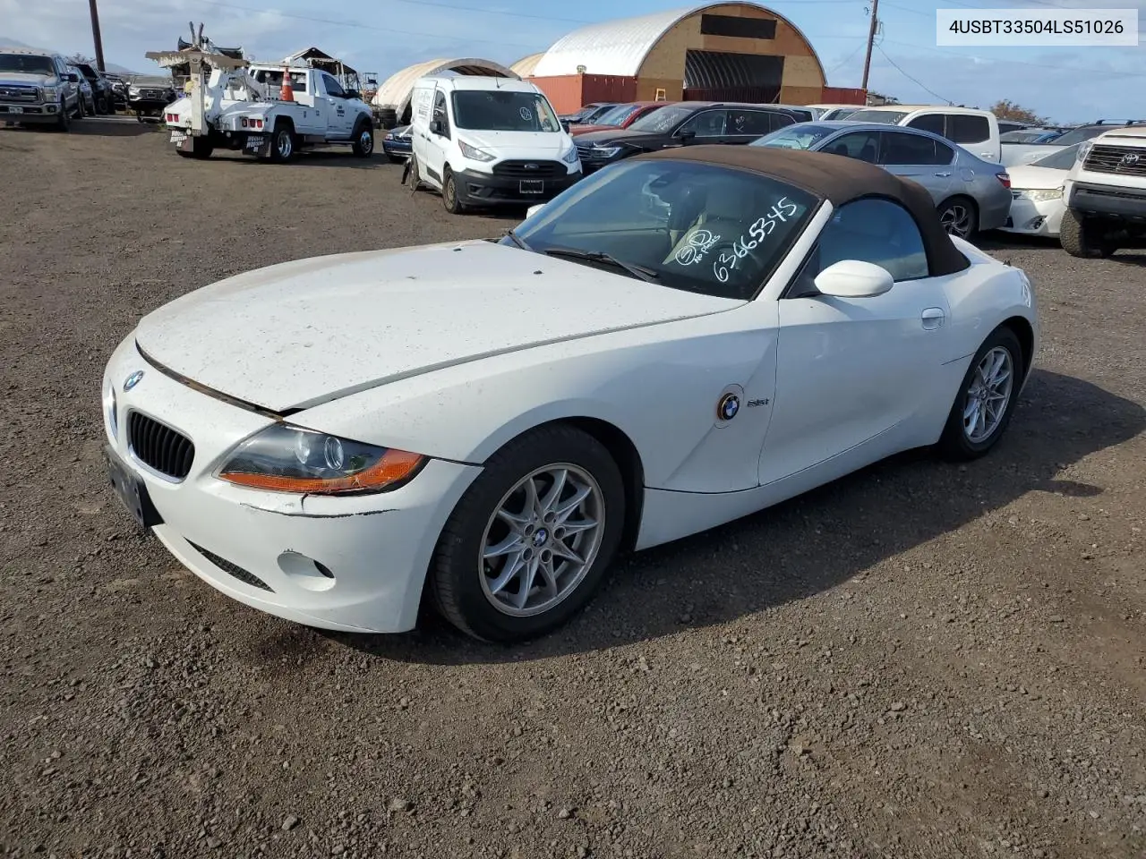 2004 BMW Z4 2.5 VIN: 4USBT33504LS51026 Lot: 63665345
