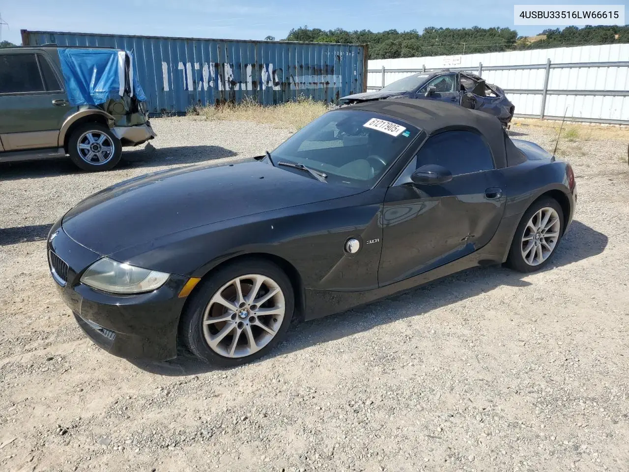 2006 BMW Z4 3.0 VIN: 4USBU33516LW66615 Lot: 61217905