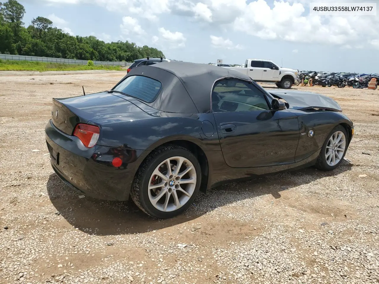 2008 BMW Z4 3.0 VIN: 4USBU33558LW74137 Lot: 60290095