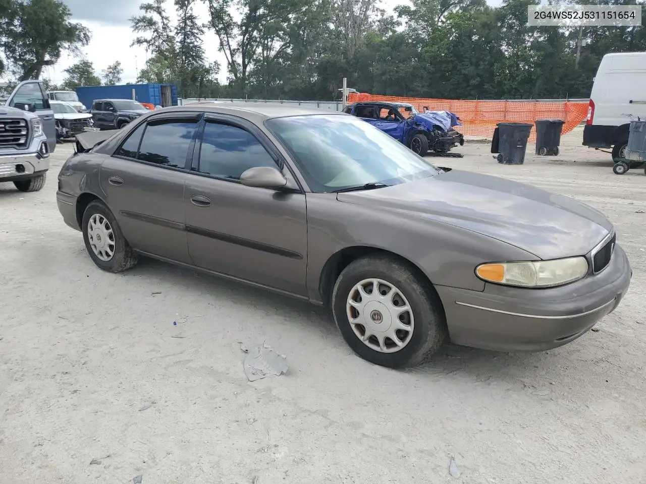 2003 Buick Century Custom VIN: 2G4WS52J531151654 Lot: 63222855