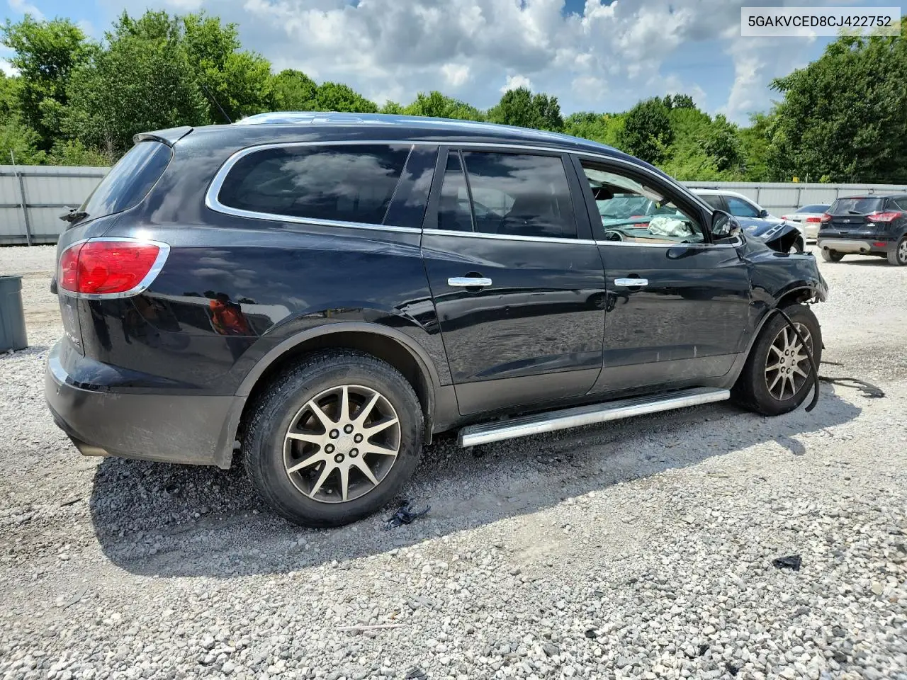 2012 Buick Enclave VIN: 5GAKVCED8CJ422752 Lot: 64242595