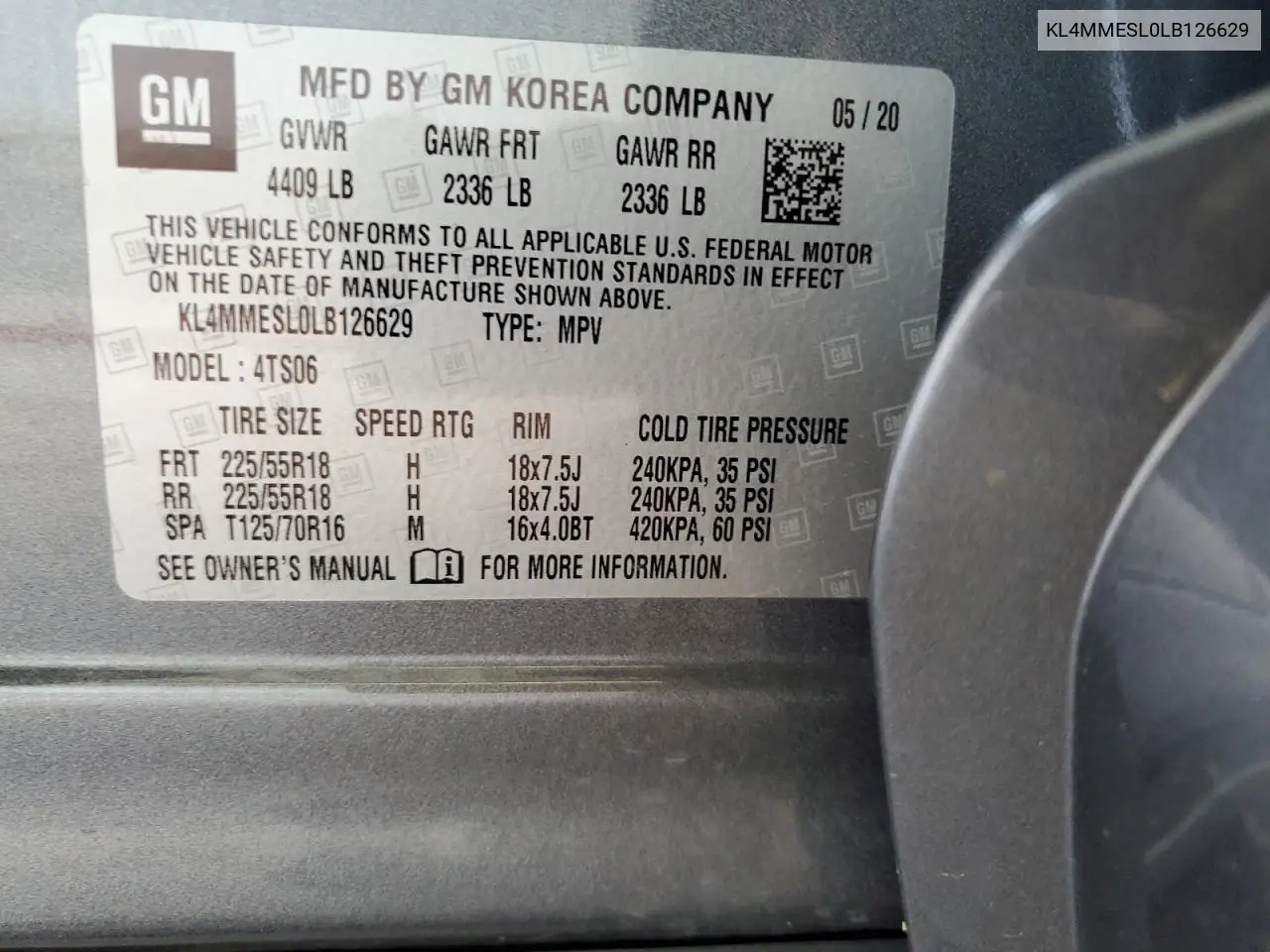 2020 Buick Encore Gx Select VIN: KL4MMESL0LB126629 Lot: 63076605