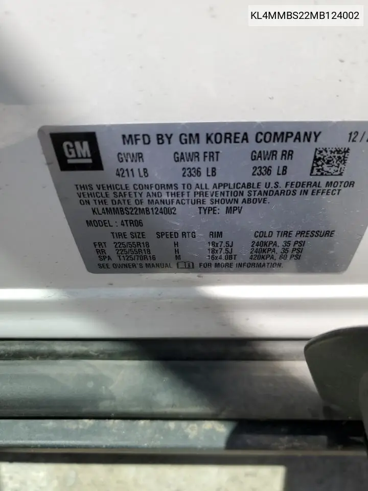 2021 Buick Encore Gx Preferred VIN: KL4MMBS22MB124002 Lot: 56844735