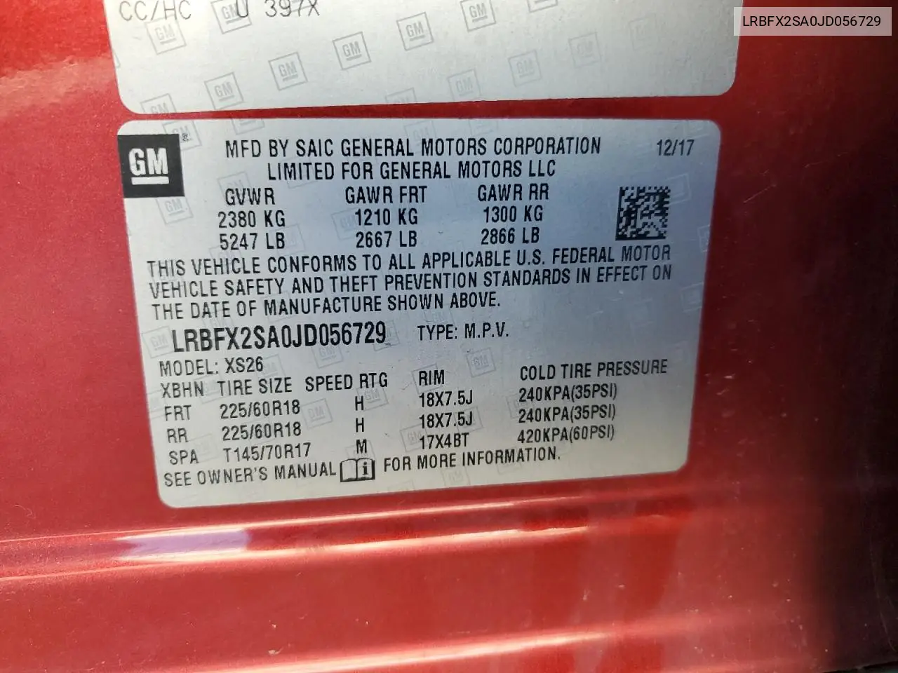 2018 Buick Envision Essence VIN: LRBFX2SA0JD056729 Lot: 63057985
