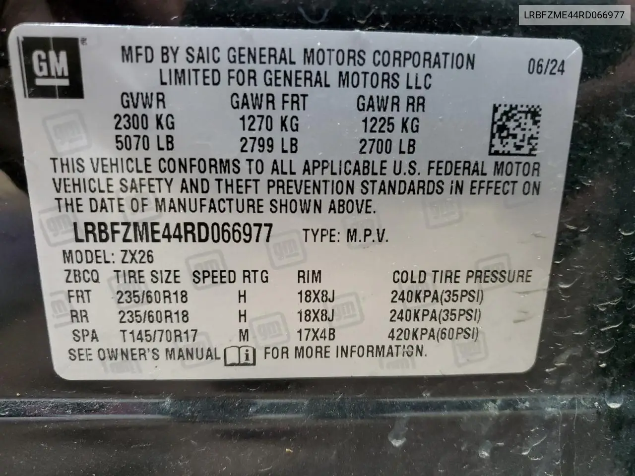 2024 Buick Envision Preferred VIN: LRBFZME44RD066977 Lot: 56343775